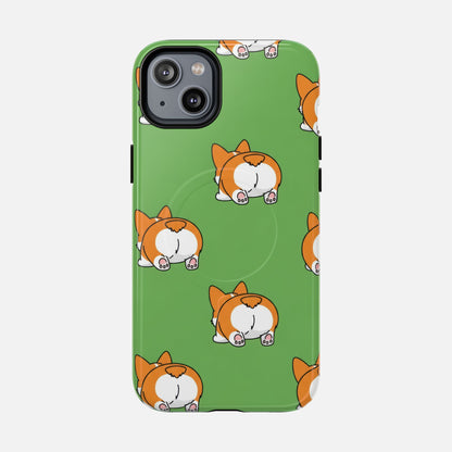 Corgi Bum Magnetic Tough Case — Cute Cartoon Dog Phone Cover iPhone 14 Plus Glossy Phone Case
