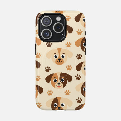 Cute Cartoon Puppy Paw Tough Magnetic Phone Case iPhone 15 Pro Glossy Phone Case