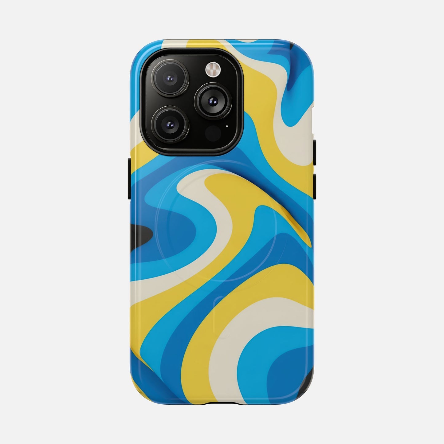 Blue & Yellow Abstract Swirl iPhone Case — Tough Magnetic | MagSafe Compatible