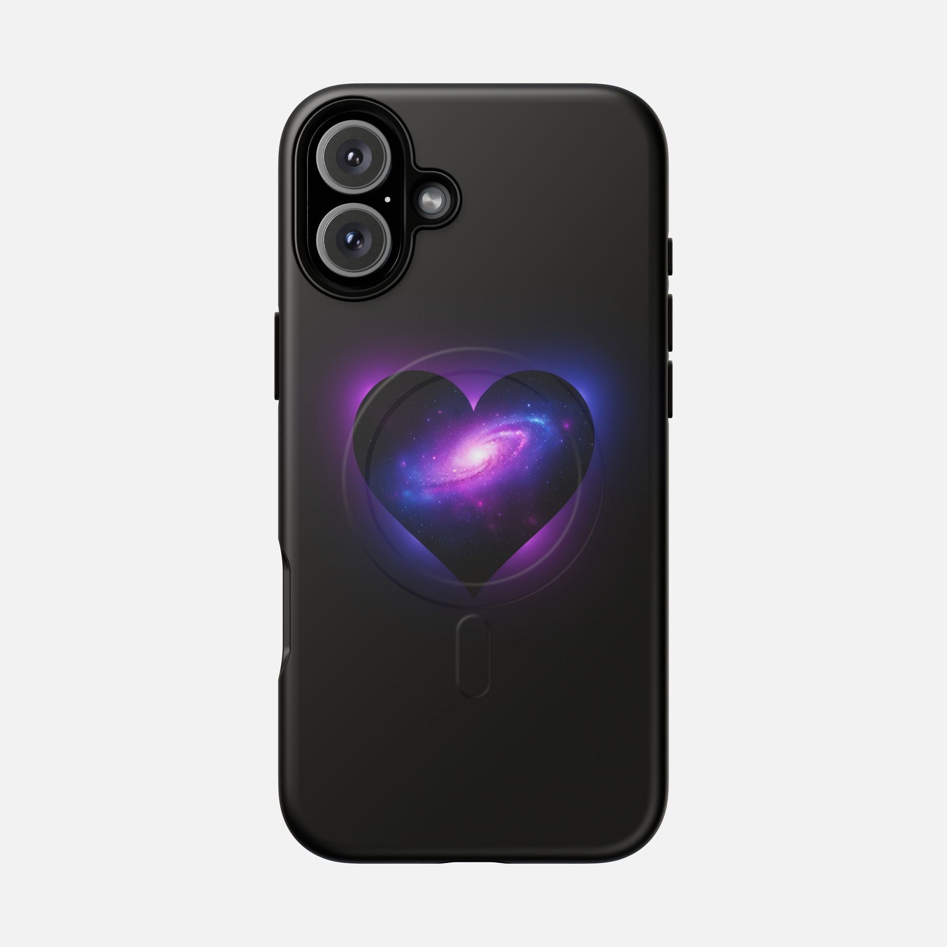 Galaxy Heart Tough Magnetic Phone Case — Magnetic Protective iPhone Cover with Purple Nebula Design iPhone 16 Plus Matte Phone Case