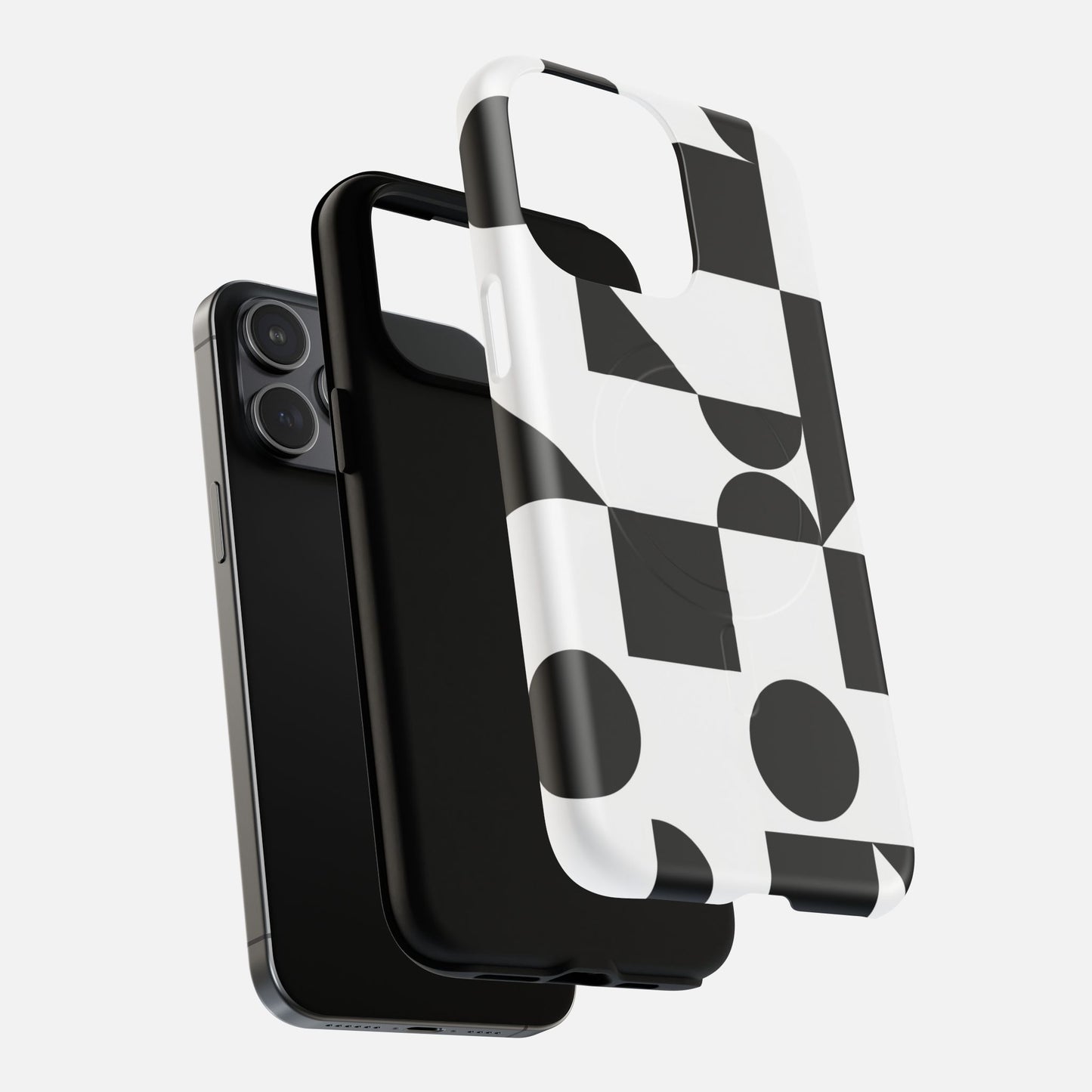 Geometric Black & White iPhone Case — Tough Magnetic | MagSafe Compatible