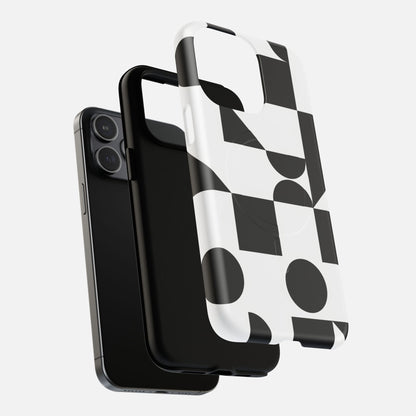 Geometric Black & White iPhone Case — Tough Magnetic | MagSafe Compatible