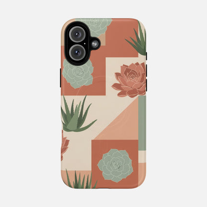 Succulent Pattern Tough Magnetic Phone Case iPhone 16 Plus Matte Phone Case