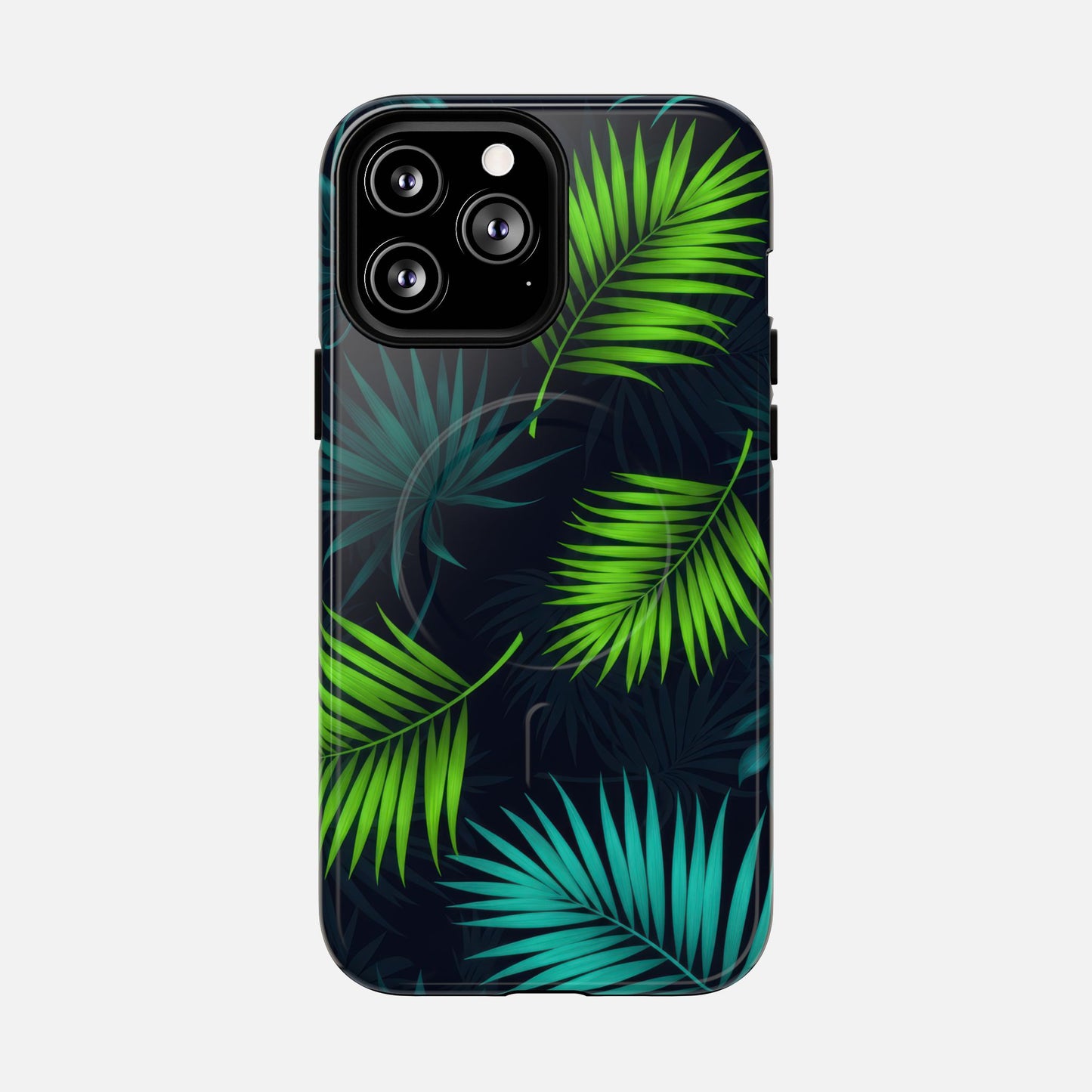 Tropical Palm Tough Magnetic Phone Case — Protective Magnetic iPhone Cover with Green Leaf Design iPhone 13 Pro Max Glossy Phone Case