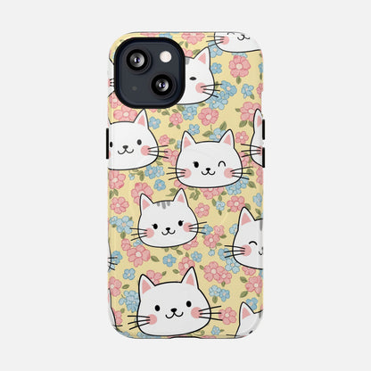 Cute Floral Cat iPhone Case — Tough Magnetic | MagSafe Compatible
