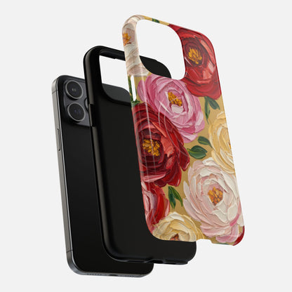 Floral Camellia With Rose & Blush Blooms iPhone Case — Tough Magnetic | MagSafe Compatible