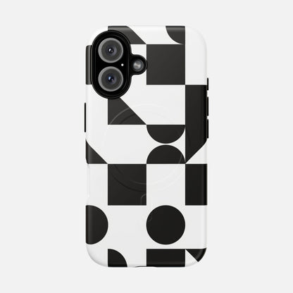 Geometric Black & White iPhone Case — Tough Magnetic | MagSafe Compatible