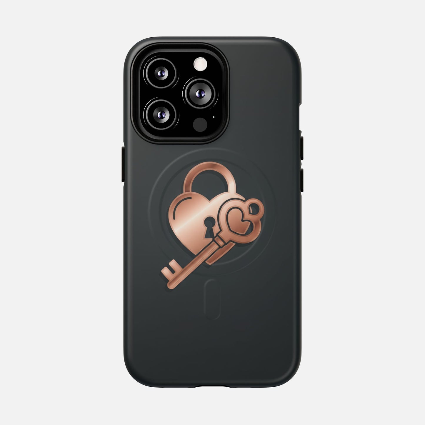 Rose Gold Lock & Key Design iPhone Case — Tough Magnetic | MagSafe Compatible