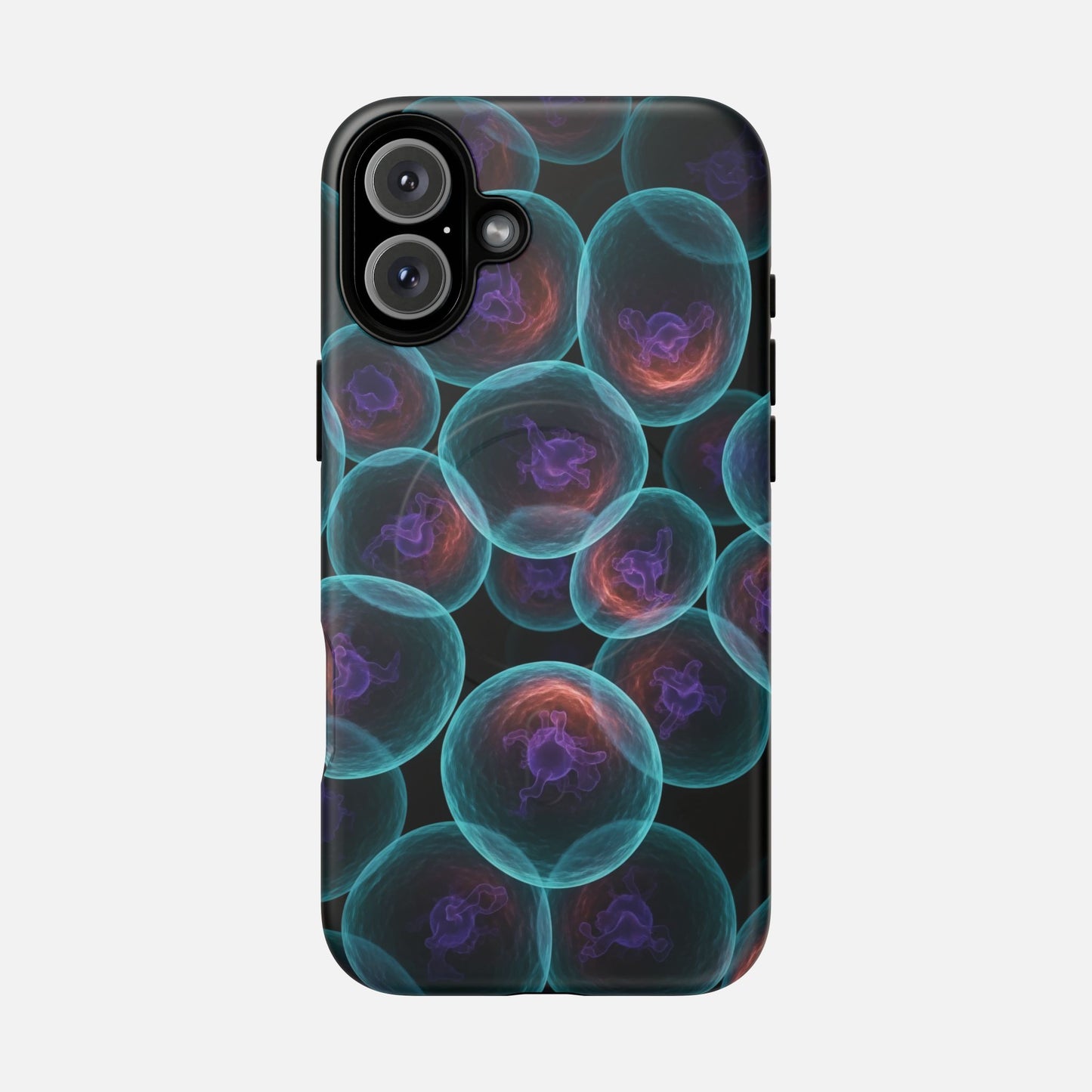 Abstract Neon Bubbles Magnetic Phone Case — Protective Tough Magnetic iPhone Cover iPhone 16 Plus Matte Phone Case