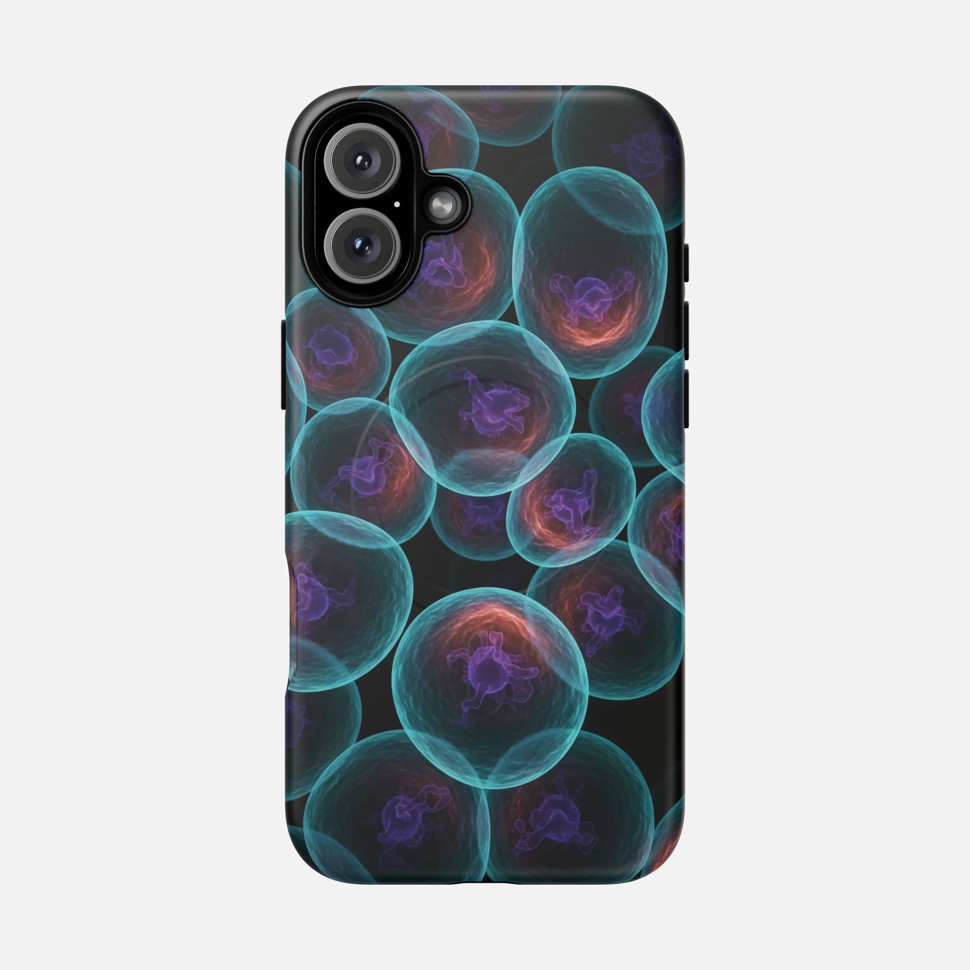 Abstract Neon Bubbles Magnetic Phone Case — Protective Tough Magnetic iPhone Cover iPhone 16 Plus Matte Phone Case