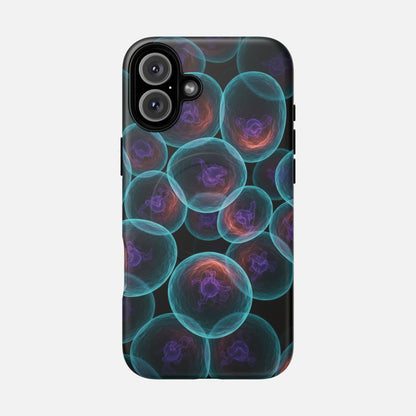 Abstract Neon Bubbles Magnetic Phone Case — Protective Tough Magnetic iPhone Cover iPhone 16 Plus Matte Phone Case