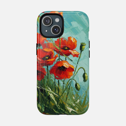 Poppy Field Tough Magnetic Phone Case iPhone 15 Glossy Phone Case