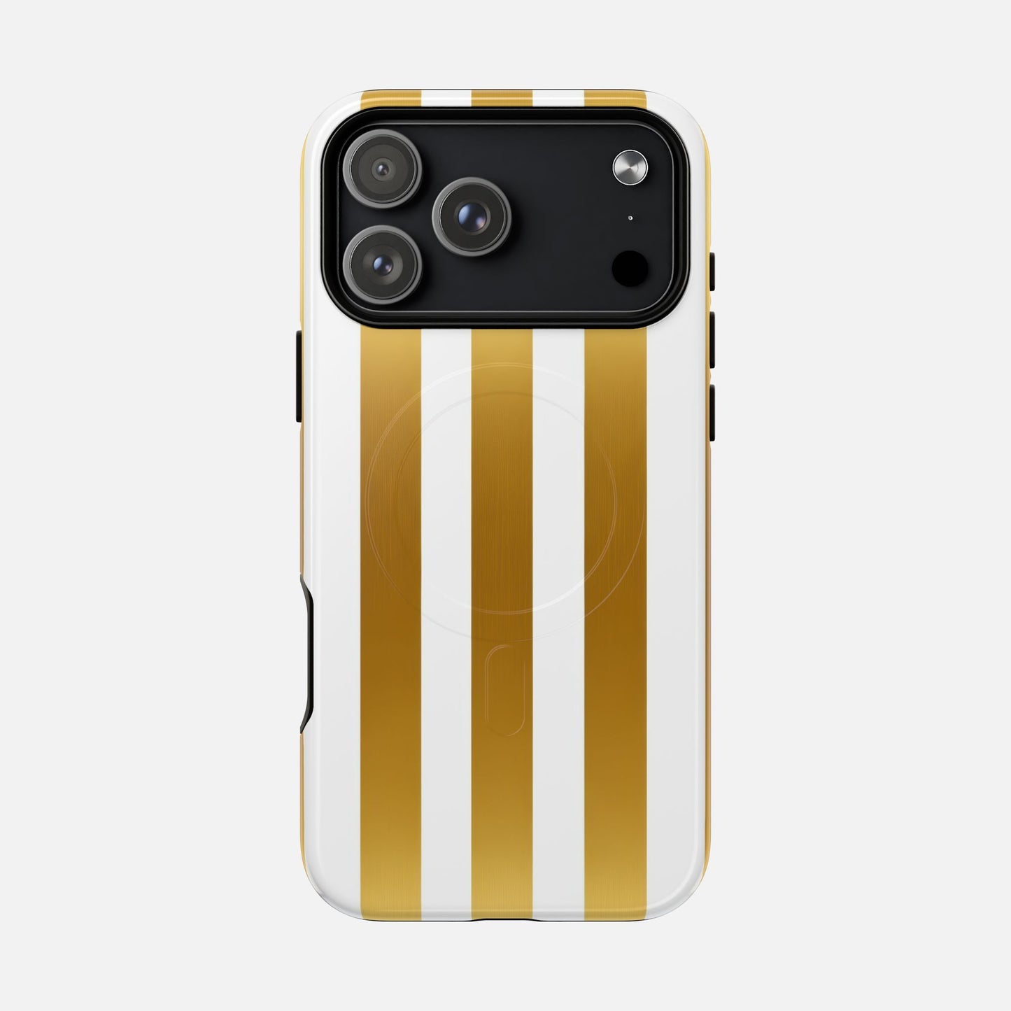 Gold & White Stripe iPhone Case — Tough Magnetic | MagSafe Compatible