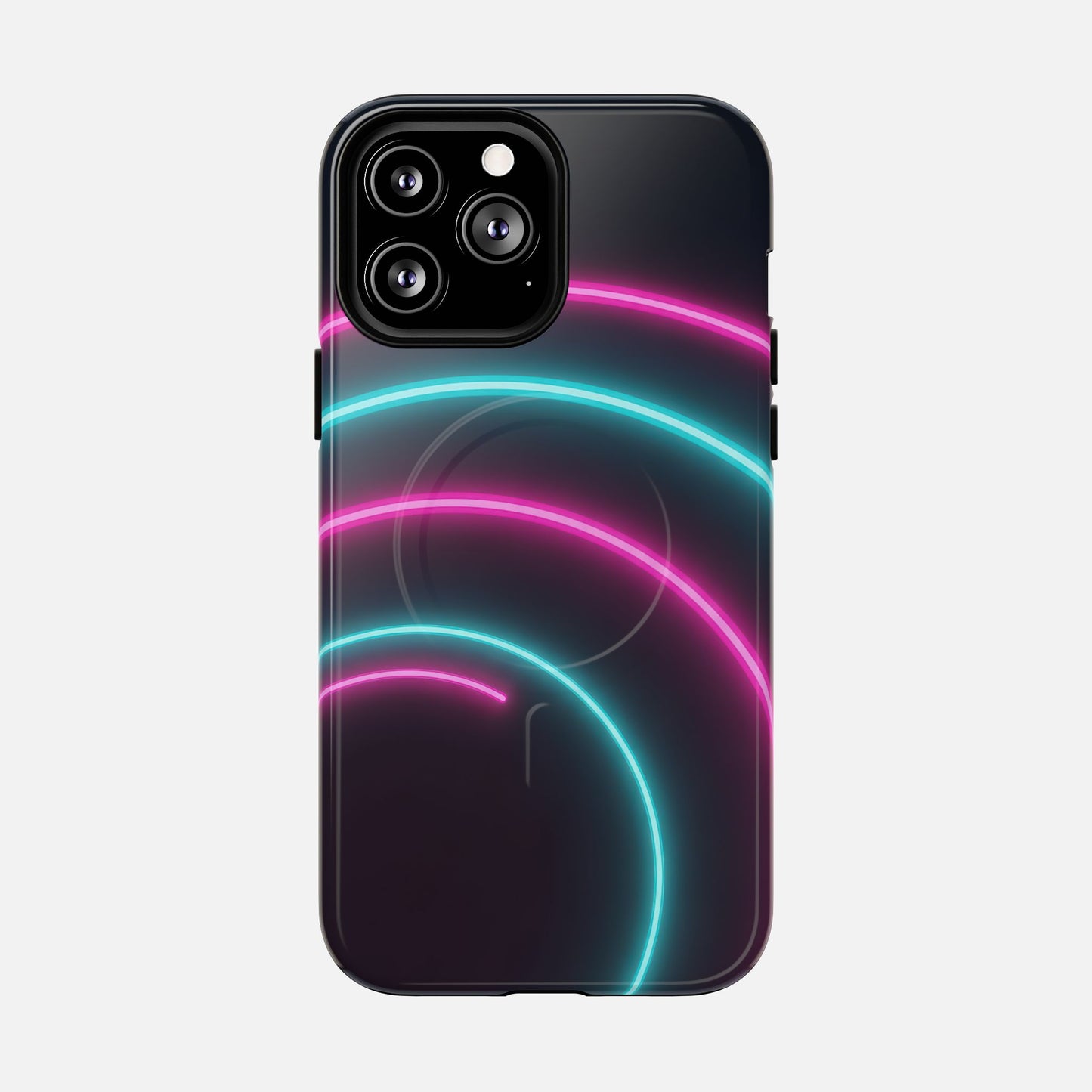 Neon Arc with Pink & Teal Glow iPhone Case — Tough Magnetic | MagSafe Compatible