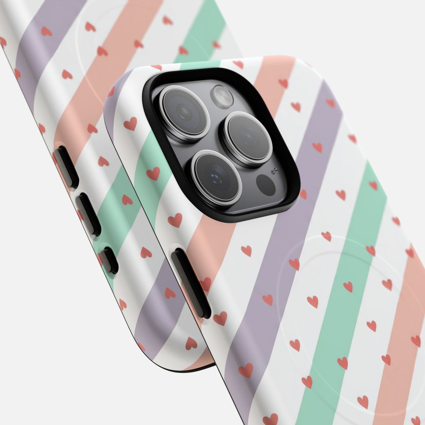 Valentine Pastel Stripes iPhone Case — Tough Magnetic | MagSafe Compatible