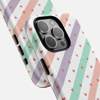 Valentine Pastel Stripes iPhone Case — Tough Magnetic | MagSafe Compatible