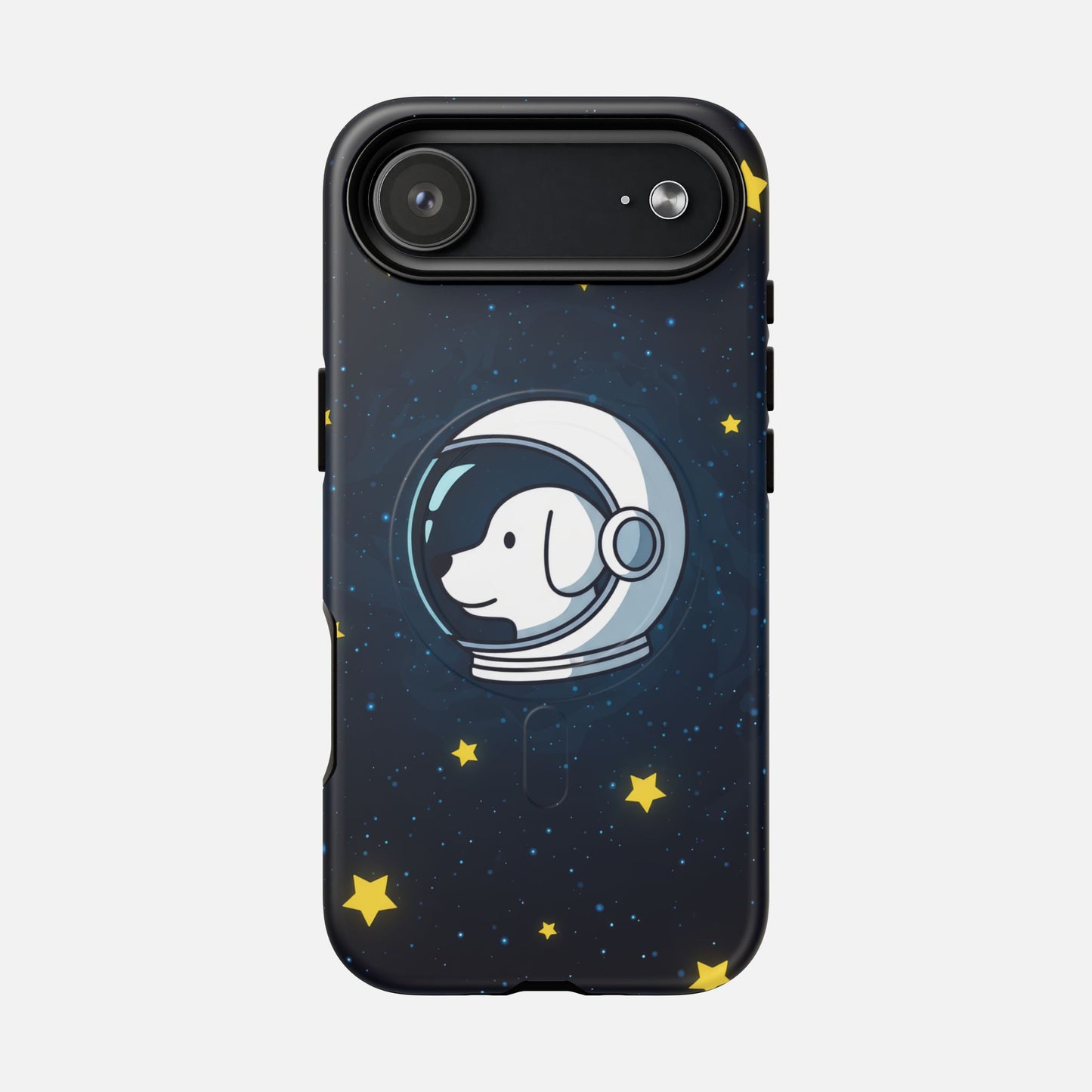Astronaut Dog Magnetic Phone Case — Cute Space Puppy iPhone Cover with Stars iPhone 17 Air Matte Phone Case