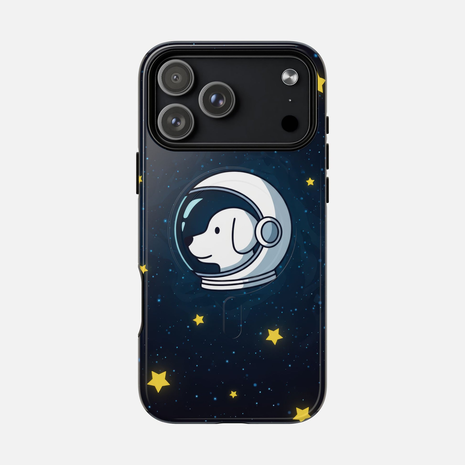 Astronaut Dog Magnetic Phone Case — Cute Space Puppy iPhone Cover with Stars iPhone 17 Pro Max Glossy Phone Case