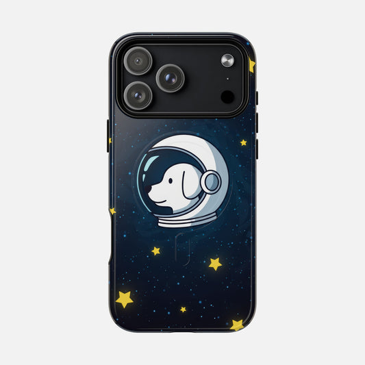 Astronaut Dog Magnetic Phone Case — Cute Space Puppy iPhone Cover with Stars iPhone 17 Pro Max Glossy Phone Case