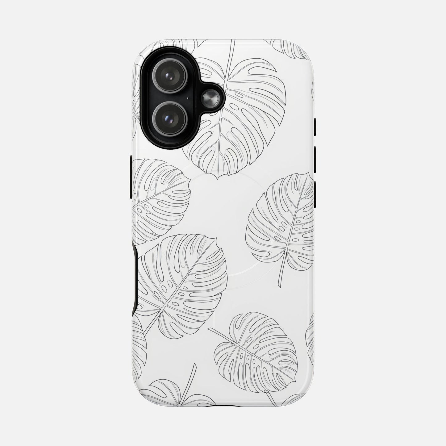 Monstera Leaf Clear Tropical Pattern iPhone Case — Tough Magnetic | MagSafe Compatible
