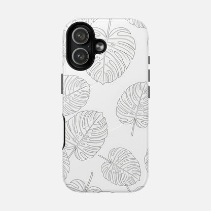 Monstera Leaf Clear Tropical Pattern iPhone Case — Tough Magnetic | MagSafe Compatible