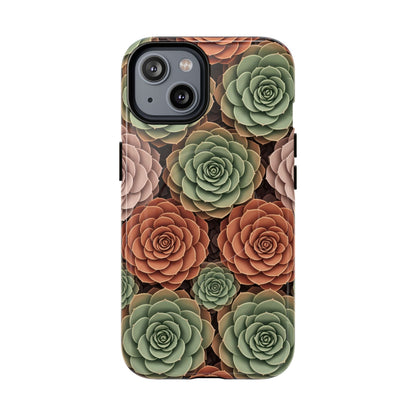 Magnetic Tough Case — Autumn Succulent Floral Phone Cover iPhone 14 Glossy Phone Case