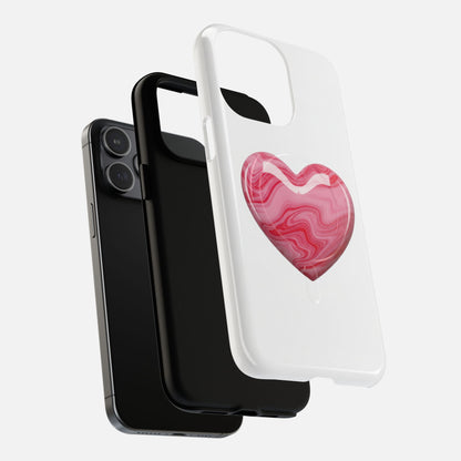 Pink Marble Heart iPhone Case — Tough Magnetic | MagSafe Compatible