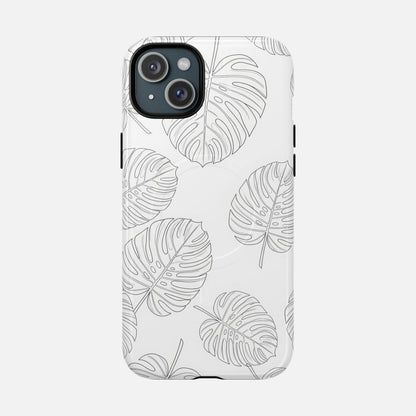 Monstera Leaf Clear Tropical Pattern iPhone Case — Tough Magnetic | MagSafe Compatible