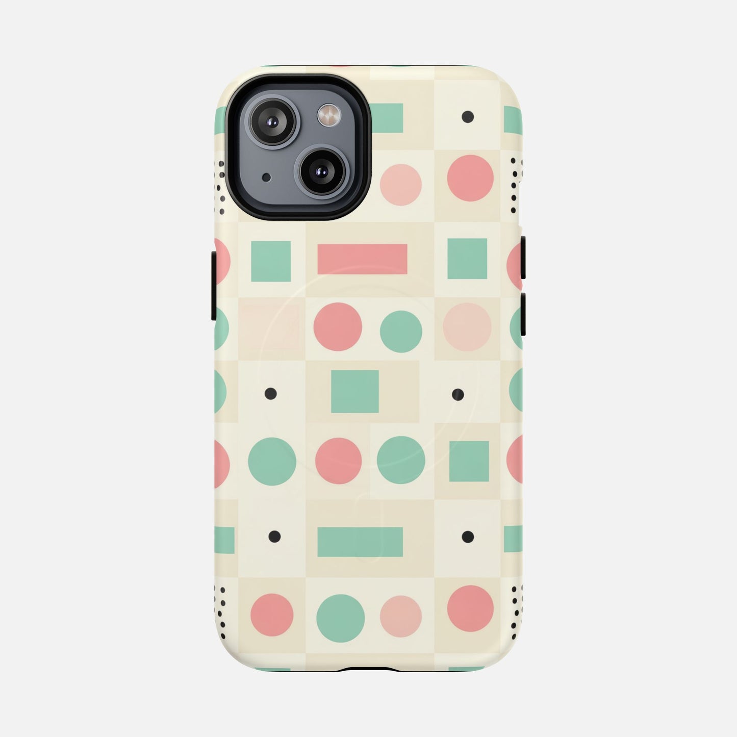 Pastel Circles & Squares iPhone Case — Tough Magnetic | MagSafe Compatible