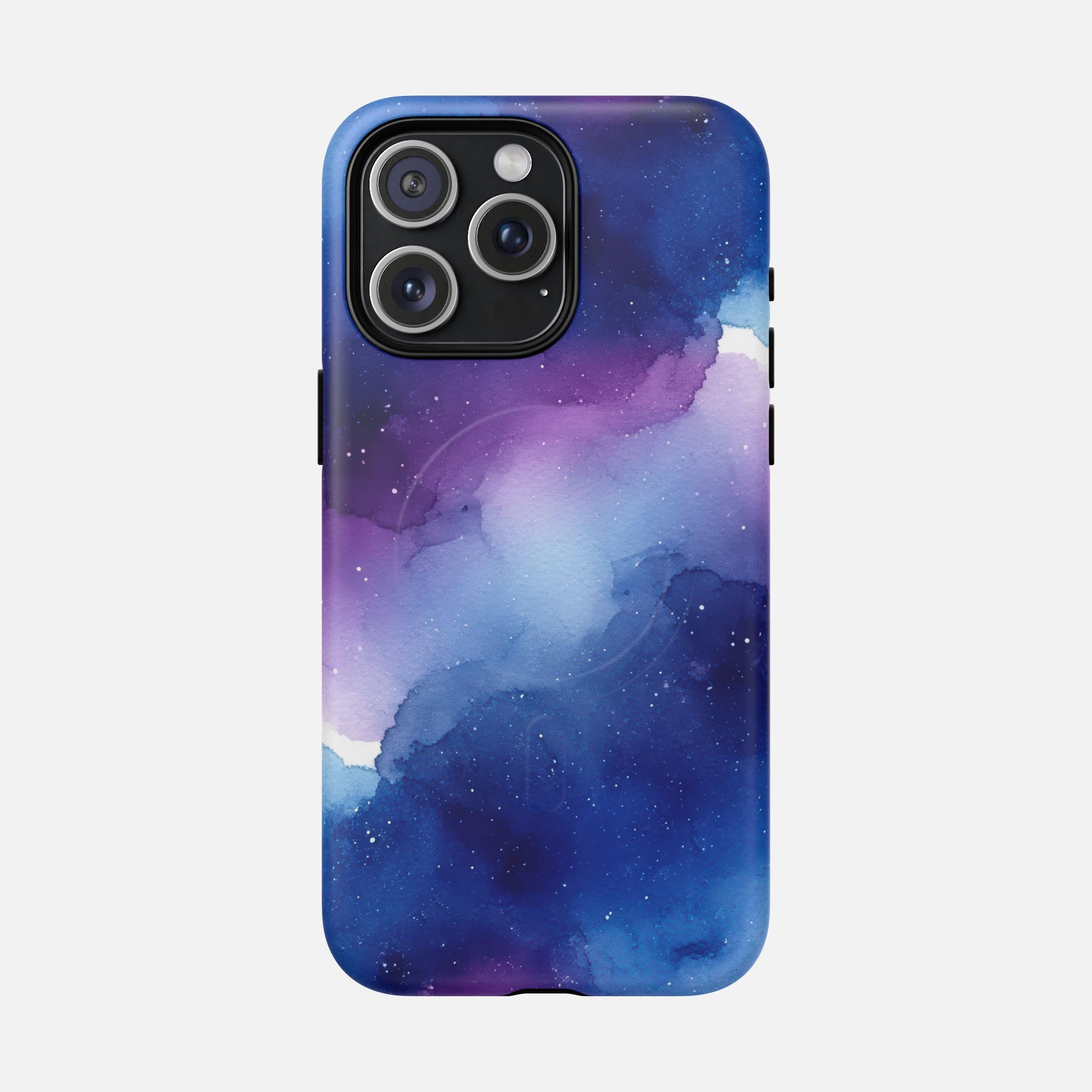Galaxy Watercolor Tough Magnetic Phone Case — Blue Purple Nebula MagSafe Cover iPhone 15 Pro Max Matte Phone Case