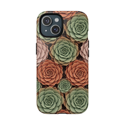 Magnetic Tough Case — Autumn Succulent Floral Phone Cover iPhone 15 Glossy Phone Case