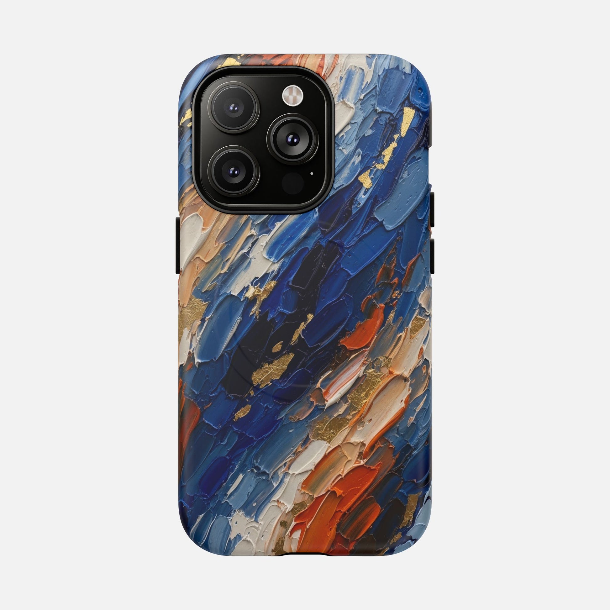 Magnetic Phone Case — Abstract Blue & Orange Paint Texture iPhone 14 Pro Matte Phone Case