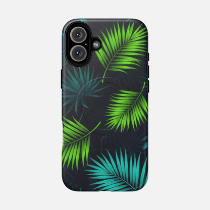 Tropical Palm Tough Magnetic Phone Case — Protective Magnetic iPhone Cover with Green Leaf Design iPhone 16 Plus Matte Phone Case
