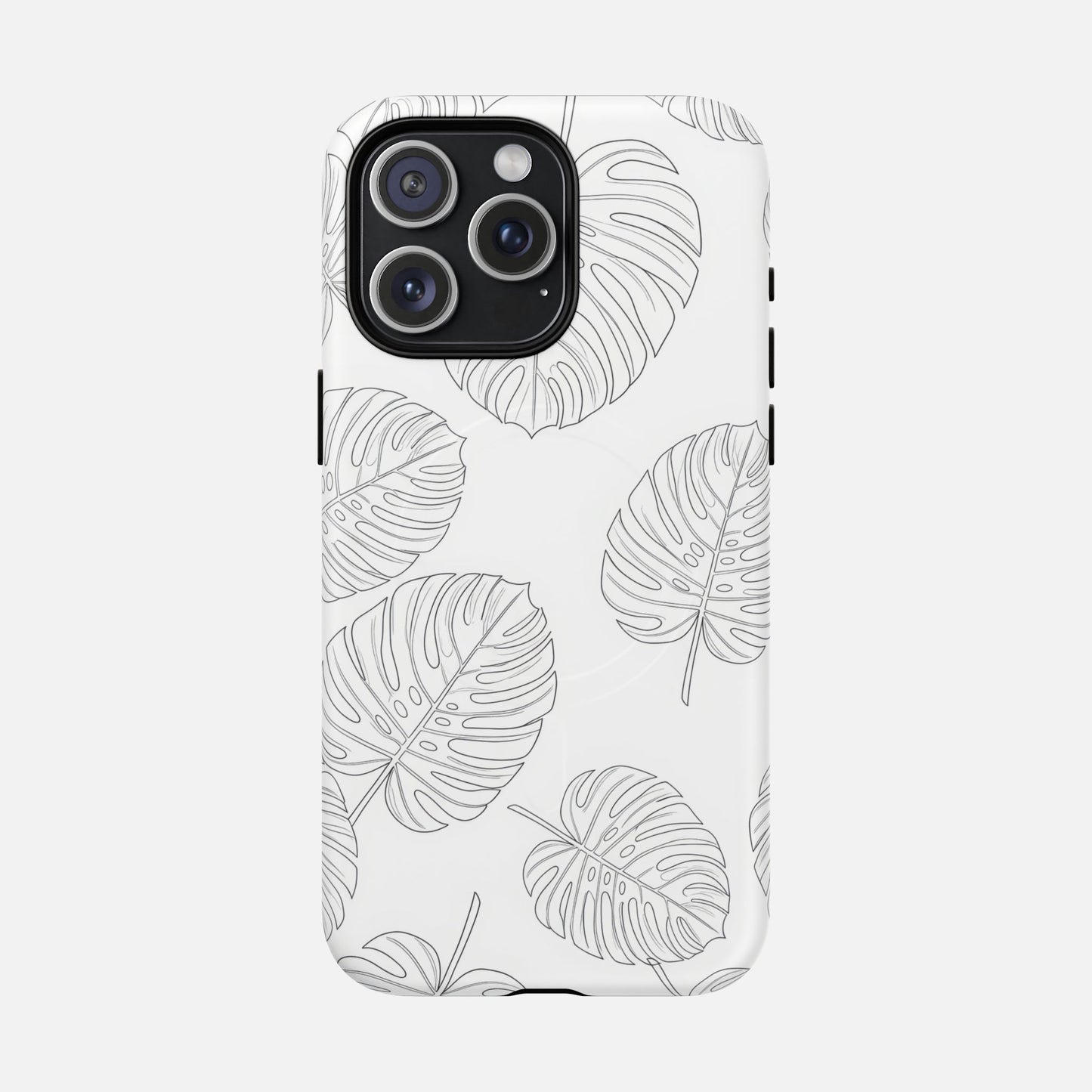 Monstera Leaf Clear Tropical Pattern iPhone Case — Tough Magnetic | MagSafe Compatible