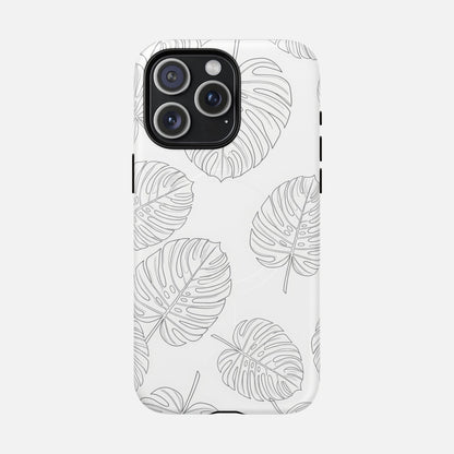 Monstera Leaf Clear Tropical Pattern iPhone Case — Tough Magnetic | MagSafe Compatible