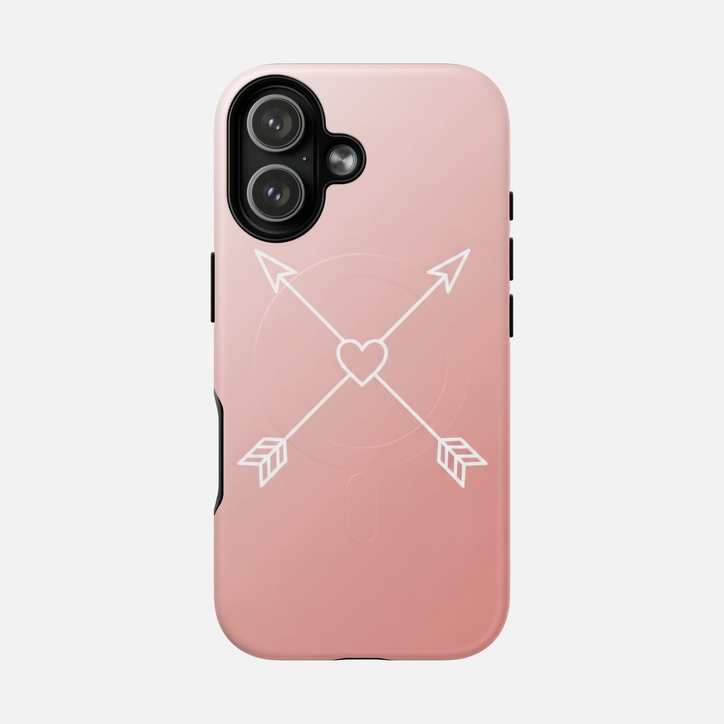Rose Gold & Heart & Crossed Arrows Design iPhone Case — Tough Magnetic | MagSafe Compatible