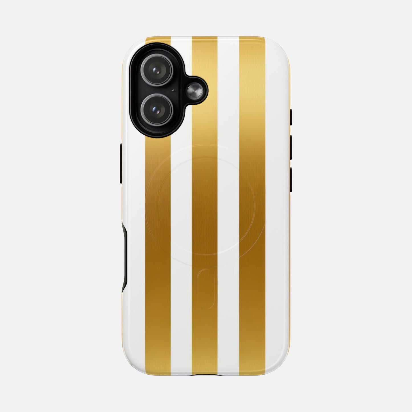 Gold & White Stripe iPhone Case — Tough Magnetic | MagSafe Compatible
