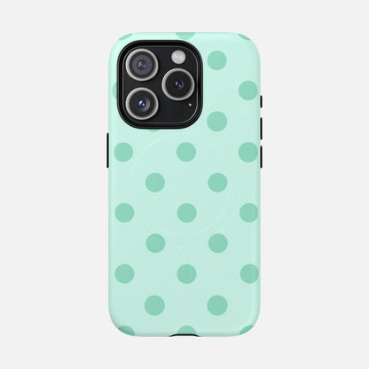Mint Polka Dot iPhone Case — Tough Magnetic | MagSafe Compatible