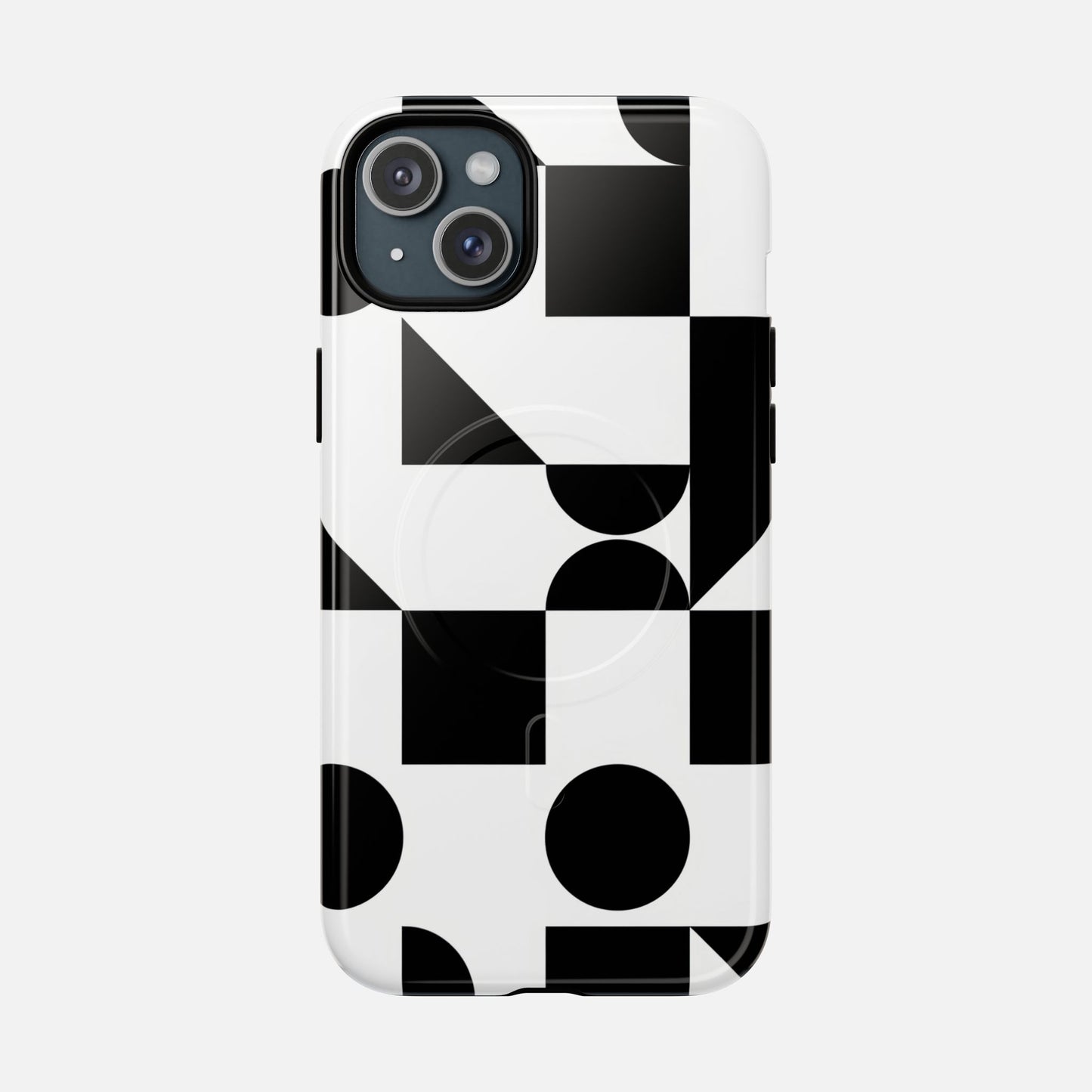 Geometric Black & White iPhone Case — Tough Magnetic | MagSafe Compatible