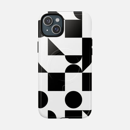 Geometric Black & White iPhone Case — Tough Magnetic | MagSafe Compatible