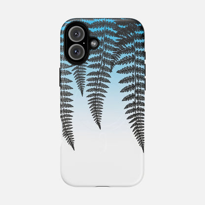 Fern Silhouette With Blue Ombre iPhone Case — Tough Magnetic | MagSafe Compatible