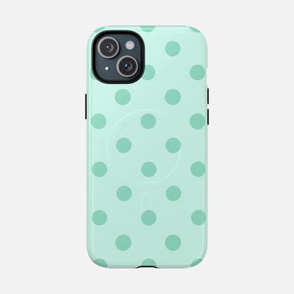 Mint Polka Dot iPhone Case — Tough Magnetic | MagSafe Compatible