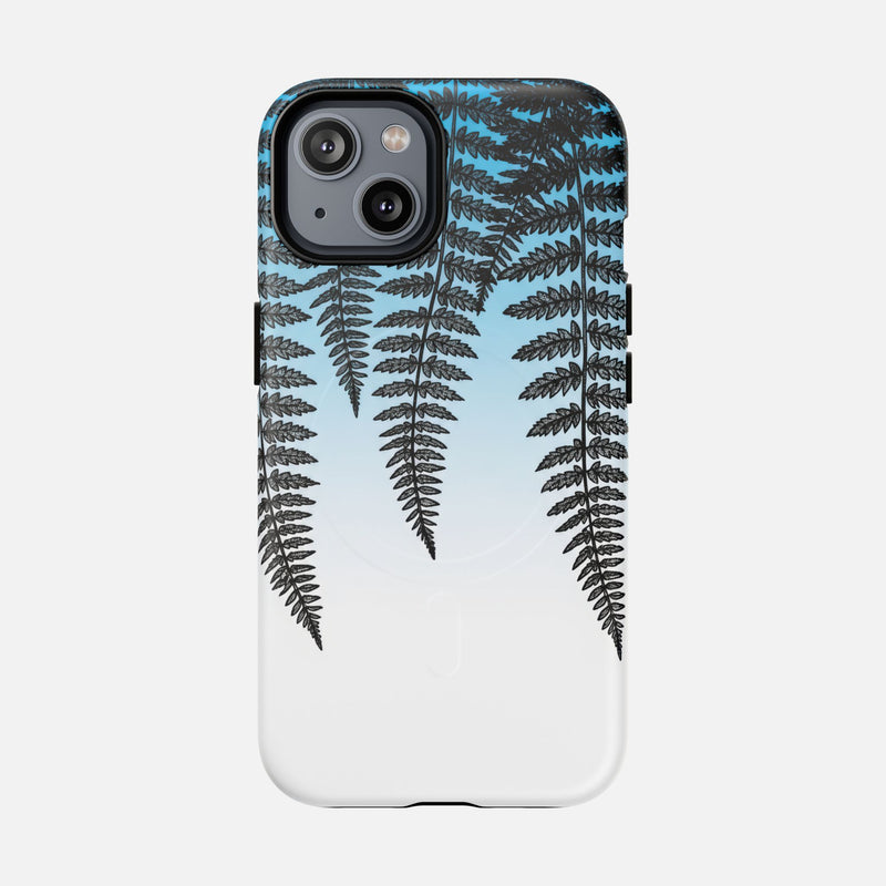 Fern Silhouette With Blue Ombre iPhone Case — Tough Magnetic | MagSafe Compatible