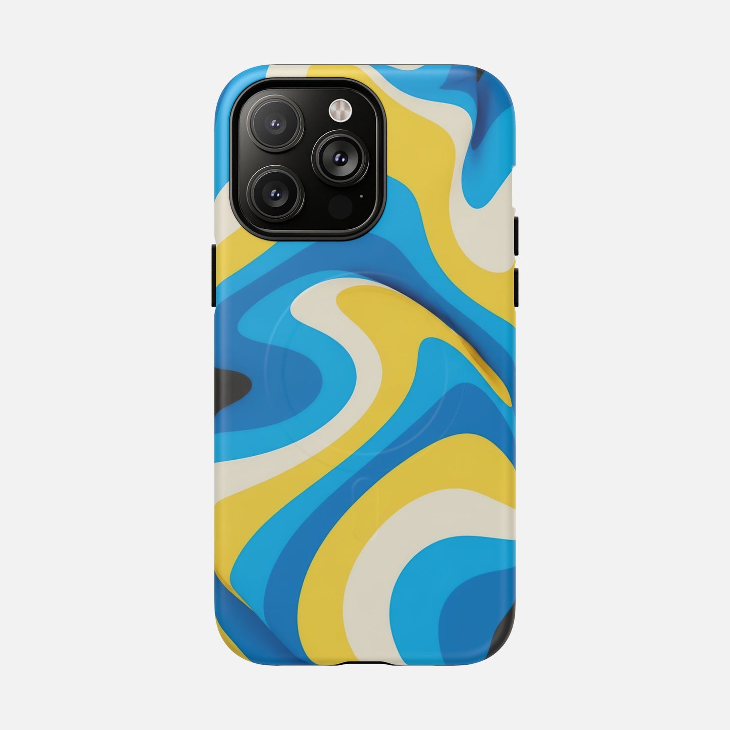 Blue & Yellow Abstract Swirl iPhone Case — Tough Magnetic | MagSafe Compatible
