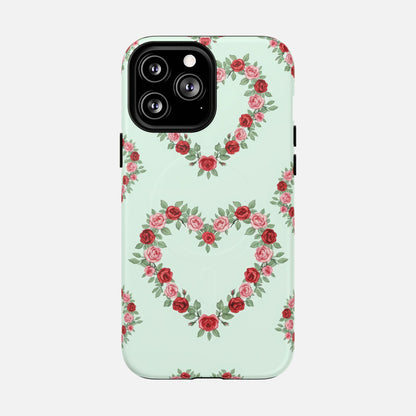 Rose Heart Floral iPhone Case — Tough Magnetic | MagSafe Compatible
