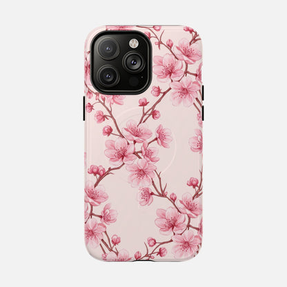Pink Cherry Blossom iPhone Case — Tough Magnetic | MagSafe Compatible