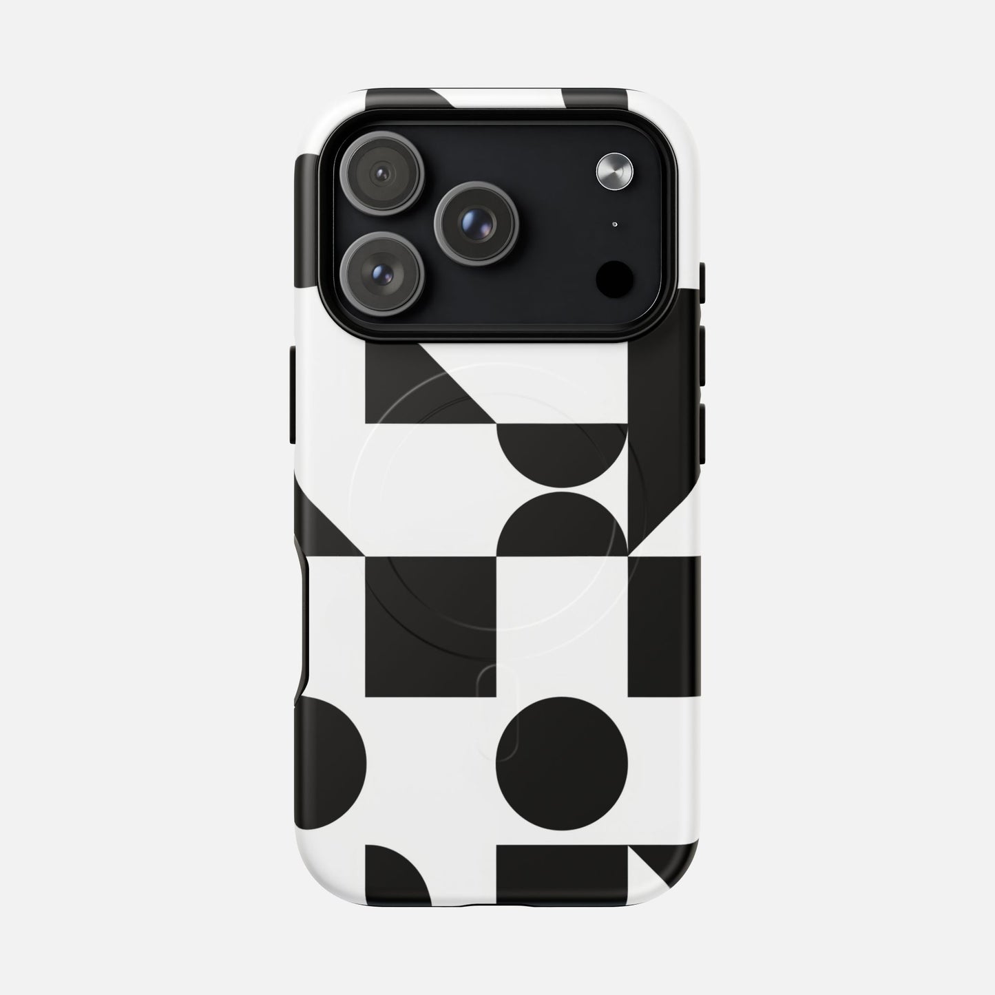 Geometric Black & White iPhone Case — Tough Magnetic | MagSafe Compatible