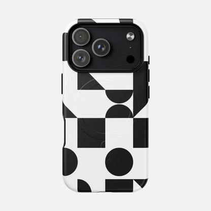 Geometric Black & White iPhone Case — Tough Magnetic | MagSafe Compatible