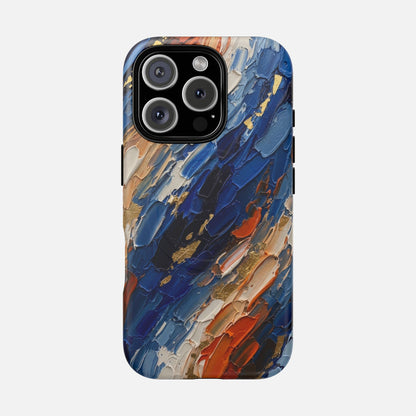 Magnetic Phone Case — Abstract Blue & Orange Paint Texture iPhone 16 Pro Matte Phone Case