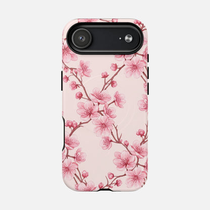Pink Cherry Blossom iPhone Case — Tough Magnetic | MagSafe Compatible